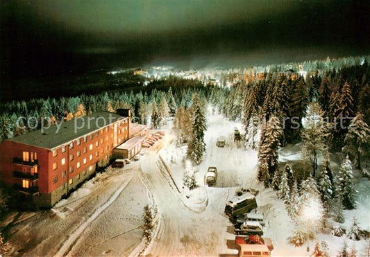 73793300 Vysoke Tatry SK Fliegeraufnahme Sporthotel bei Nacht Winter Schnee