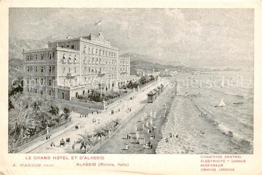 73802017 Alassio Ligurie IT Grand Hôtel Plage Panorama Côtier Carte de l'Artiste