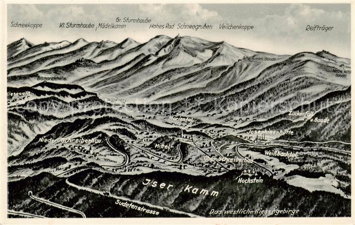 73819290 Schreiberhau Szklarska Poreba Monts des Géants PL carte panoramique