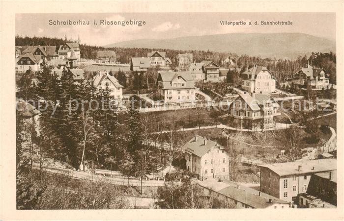 73820941 Schreiberhau Szklarska Poreba Riesengebirge PL Villenpartie an der Bahn