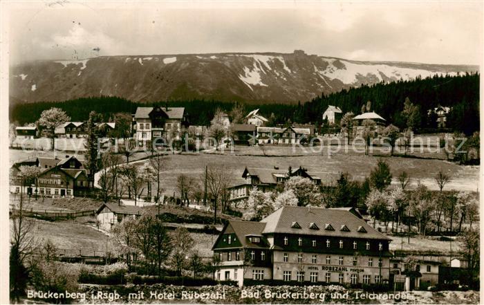 73821140 Brueckenberg Krummhuebel Riesengebirge PL mit Hotel Ruebezahl und Teich