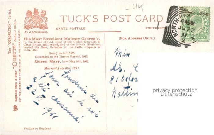 73884962 Verlag Tucks Oilette Serie 9860 His most Excellent Majesty George V