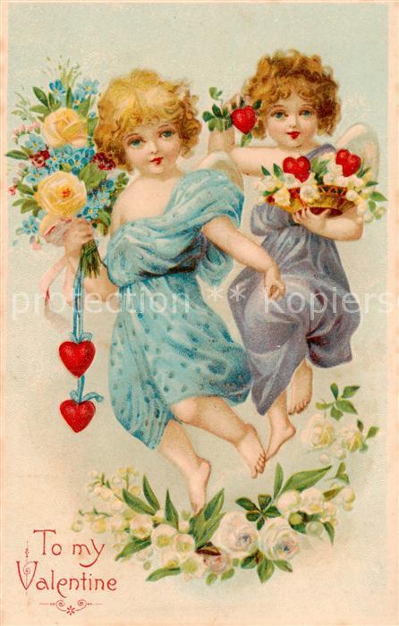 73891891 Kinder Child Enfants Engel Valentine Litho