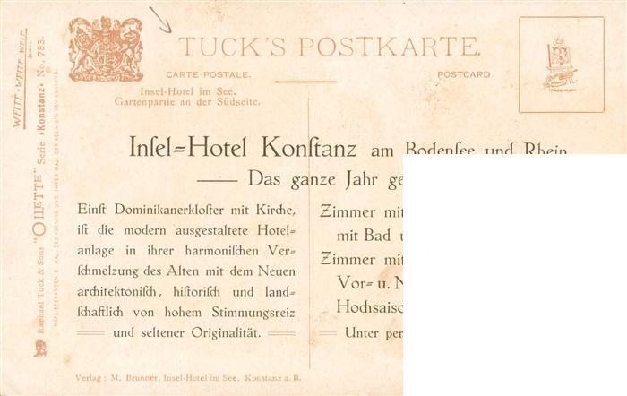 73890915 Verlag Tucks Oilette Serie Nr. Nr.783 Konstanz Insel Hotel Klostergarte