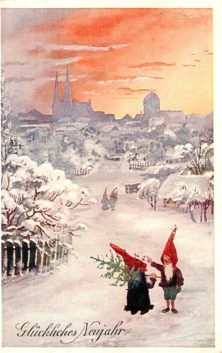 73966437 Verlag B.K.W.I. Nr. 2904-Zwerge Neujahr Schnee