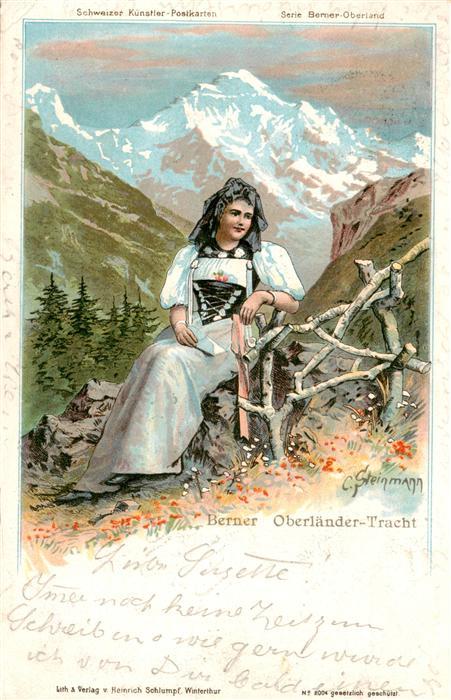 73983824 Steinmann C. Schweiz Kuenstlerlitho Nr. 2004 Berner Oberlaender-Tracht