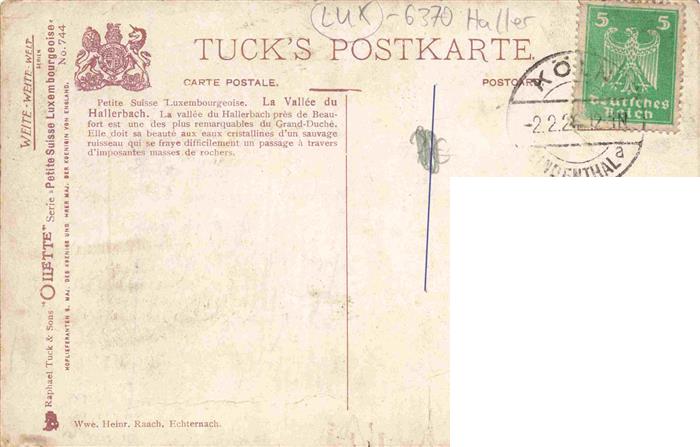 73972552 Haller Luxembourg Hallerbachtal Luxemburger Schweiz Tucks Postkarte Oil