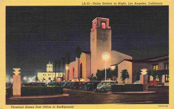 73972892 LOS ANGELES California USA Union Station at night Terminal Annex Post O