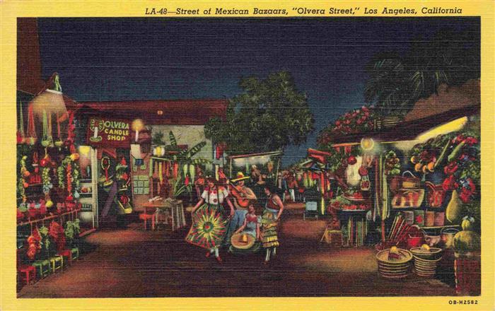 73972894 LOS ANGELES California USA Street of Mexican Bazaars Olvera Street Illu