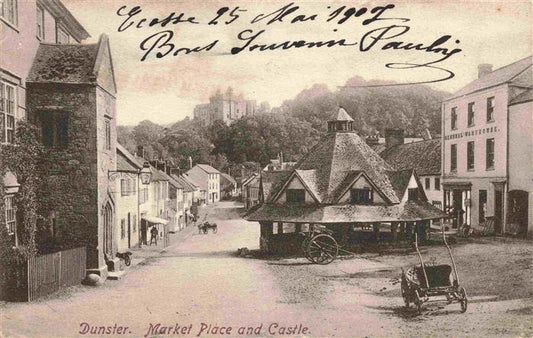 73974006 Dunster Somerset UK Market Place and castle