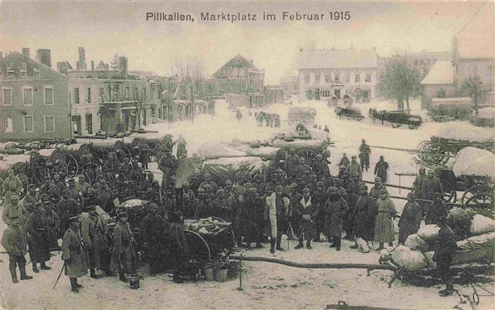 73973947 Pillkallen Ostpreussen Dobrowolsk Kaliningrad RU Marktplatz im Februar