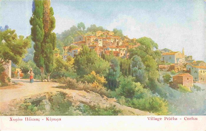 73974476 Peleka Corfou Corfu Greece Vue générale du village Artist card