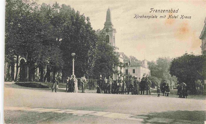 73975377 Franzensbad Boehmen FRANTISKOVY LAZNE CZ Kirchenplatz mit Hotel Kreuz