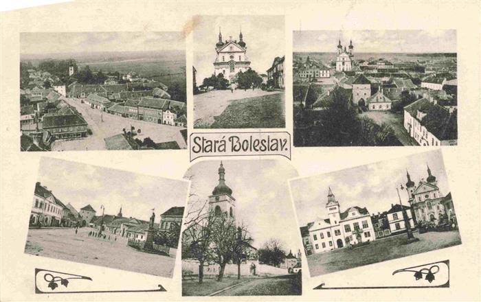 73975406 Stara Boleslav Altbunzlau CZ Panorama Castle Church Market Square