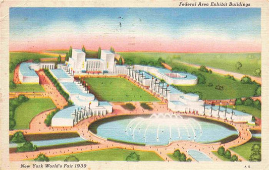 73976373 NEW YORK City USA World's Fair Federal Area Exhibit Buildings Illustrat