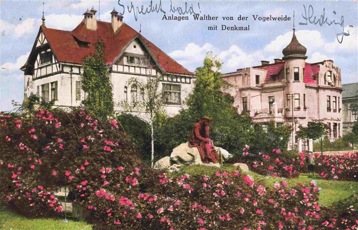 73977468 Dux Sudeten Duchcov CZ Facilities Walther von der Vogelweide with monument