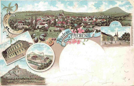 73977471 Trebenic Trebenice Trebnitz Boehmen CZ Panorama Teilansichten Litho