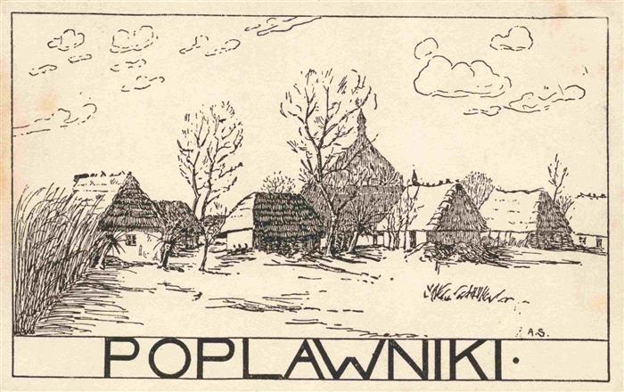 73977536 Poplawniki Ivano-Frankivsk Stanislau UA Village view Artist card