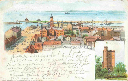 73991237 Helsingborg Haelsingborg Sweden Panorama Kaernan Turm Litho