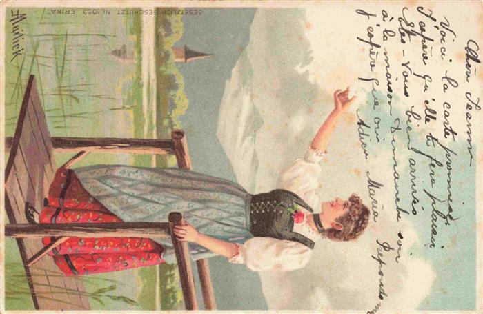 73992915 Mailick Kuenstlerlitho Nr. 1053 Frau Tracht