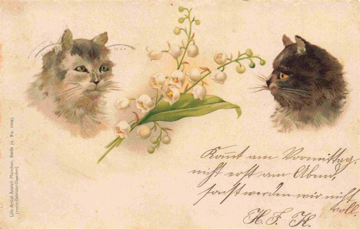 74003832 Katzen Litho