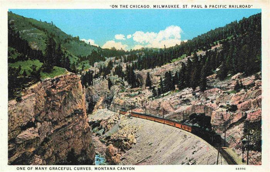 74003839 Eisenbahn Railway Chemin de Fer Many graceful Curves Montana Canyon