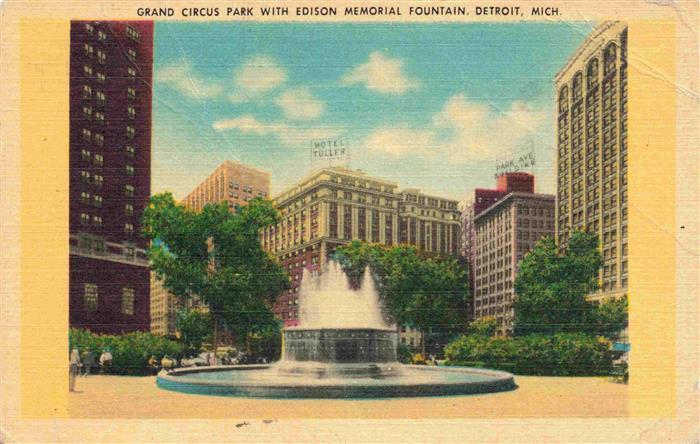 74013834 Detroit Michigan Grand Circus Park with Edison Memorial Fountain