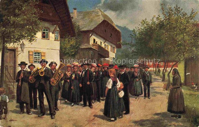 74004238 Hoffmann  Heinrich Kuenstlerkarte Sueddeutschland Alsace Bauernhochzeit