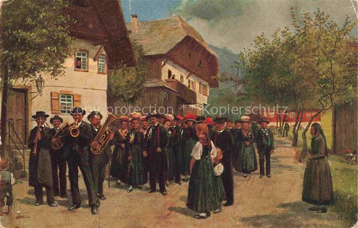 74004244 Hoffmann  Heinrich Kuenstlerkarte Sueddeutschland Alsace Bauernhochzeit