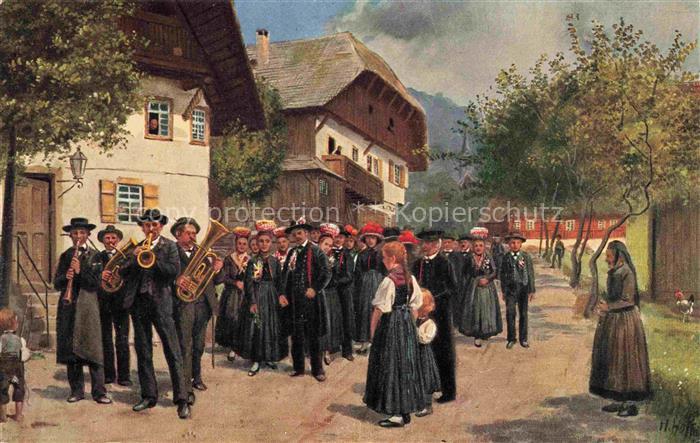 74004257 Hoffmann  Heinrich Kuenstlerkarte Sueddeutschland Alsace Hochzeit im Sc