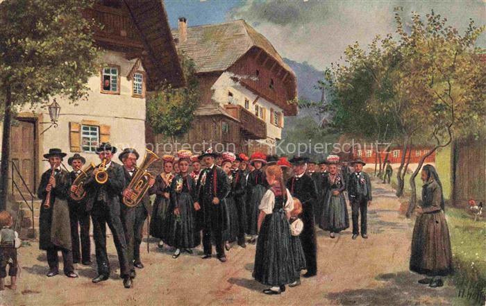 74004266 Hoffmann  Heinrich Kuenstlerkarte Sueddeutschland Alsace Hochzeit im Sc