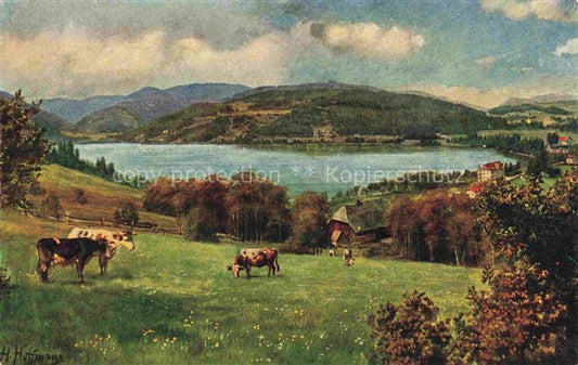 74004275 Hoffmann  Heinrich Kuenstlerkarte Sueddeutschland Alsace Titisee mit Fe