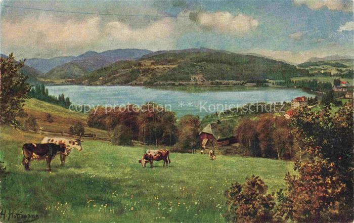 74004276 Hoffmann  Heinrich Kuenstlerkarte Sueddeutschland Alsace Titisee mit Fe