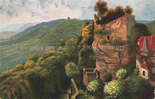 74004934 Hoffmann  Heinrich Kuenstlerkarte Sueddeutschland Alsace Bochbarr Blick