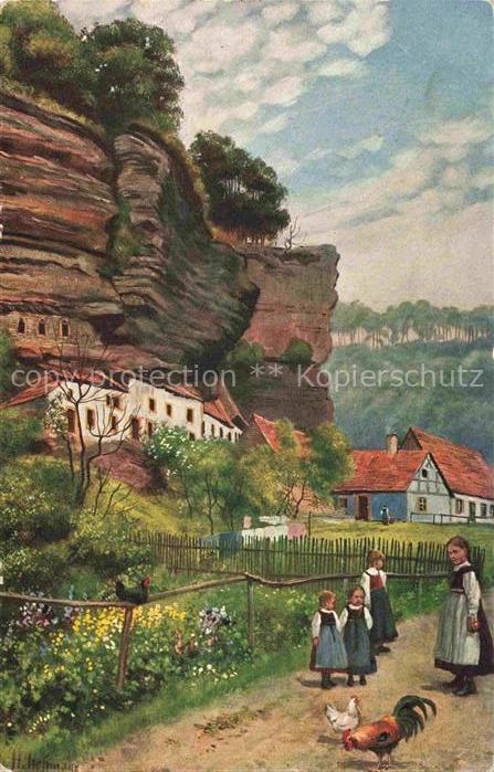 74004937 Hoffmann  Heinrich Kuenstlerkarte Sueddeutschland Alsace Braustal Felse