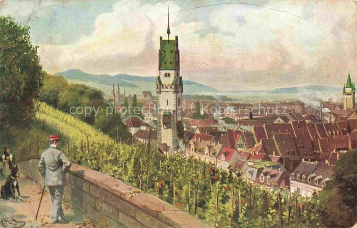 74004949 Hoffmann  Heinrich Kuenstlerkarte Sueddeutschland Alsace Freiburg i. Fr