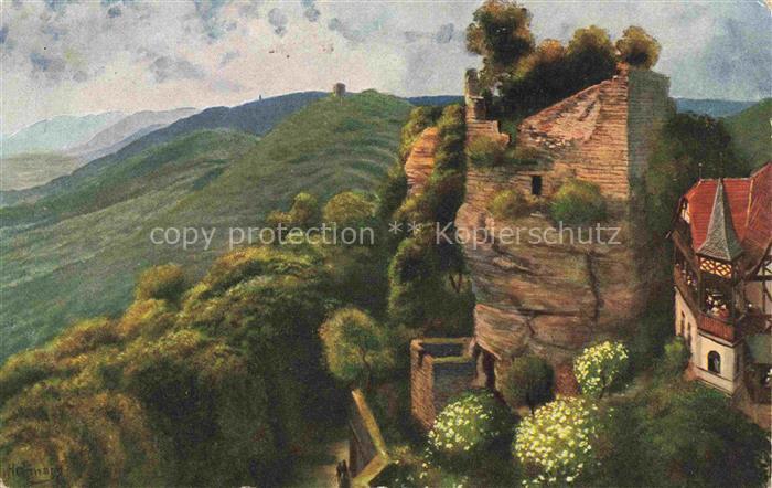 74004991 Hoffmann  Heinrich Kuenstlerkarte Sueddeutschland Alsace Bochbarr Blick