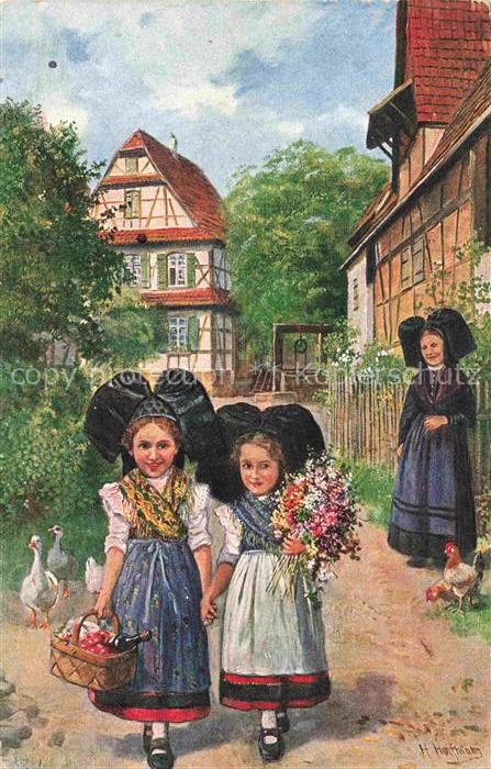 74004992 Hoffmann  Heinrich Kuenstlerkarte Sueddeutschland Alsace Elsesser Maidl