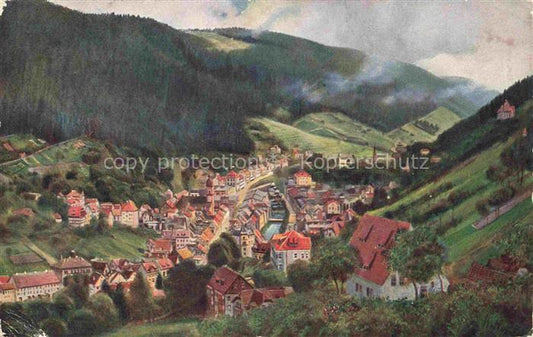 74005005 Hoffmann  Heinrich Kuenstlerkarte Sueddeutschland Alsace Wildbad im Sch