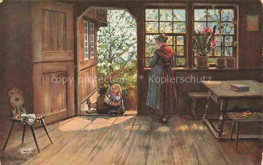 74006508 Hoffmann Heinrich Carte d'artiste Allemagne du Sud Alsace Printemps en S