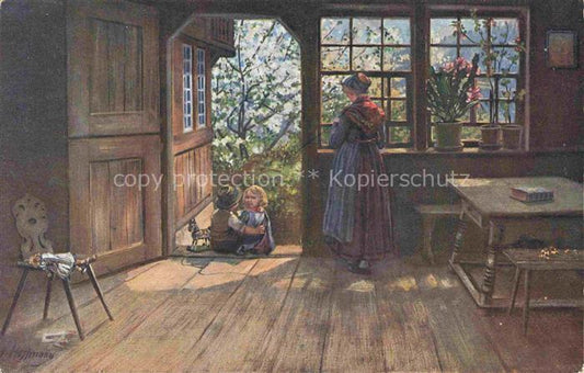 74006509 Carte d'artiste Hoffmann Heinrich Allemagne du Sud Alsace Printemps en S