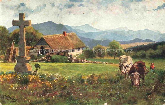 74006534 Hoffmann Heinrich carte d'artiste Allemagne du Sud Alsace grande ferme