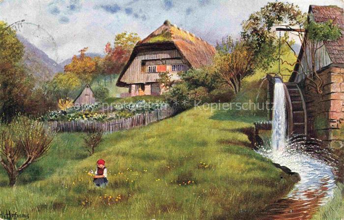 74006557 Hoffmann Heinrich artist card South Germany Alsace In muehlengrun