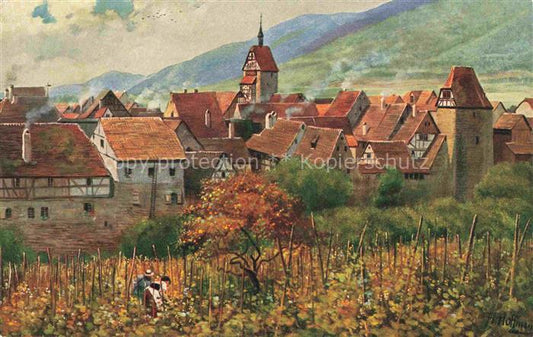 74006559 Hoffmann Heinrich Carte d'artiste Allemagne du Sud Alsace Altes Bogesens