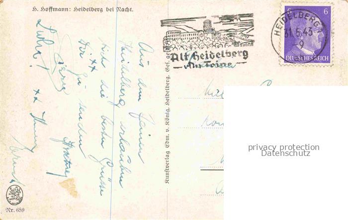 74006560 Carte d'artiste Hoffmann Heinrich Allemagne du Sud Alsace Heidelberg à