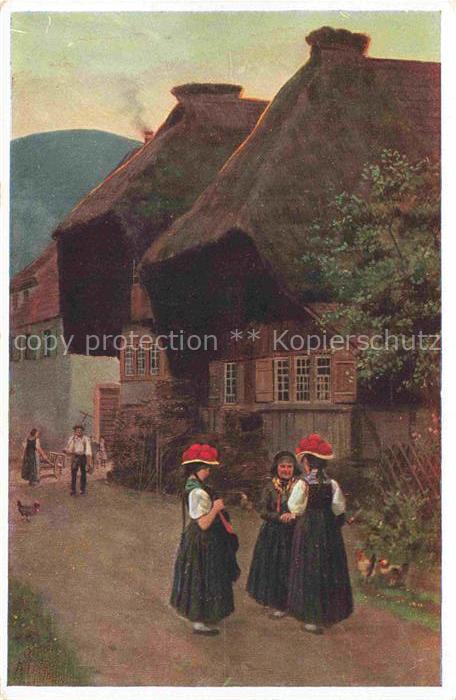 74006582 Hoffmann Heinrich Artist's Map Southern Germany Alsace Dorfstrasse in