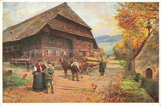 74006586 Hoffmann Heinrich Artist Map Southern Germany Alsace Gasthaus zum H