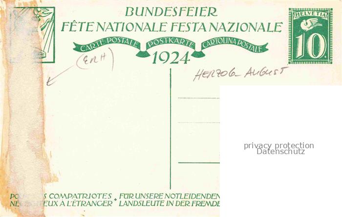 74007677 Herzog August Artist Card Muensterlingen Célébration fédérale pour les nécessiteux