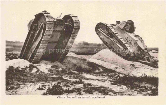 74010951 Militaria Panzer Tank Char d Assaut Chars Renault en terrain accidente