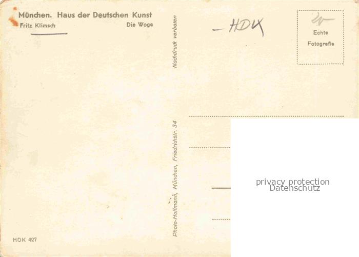 74010975 Verlag HDK Haus der Deutschen Kunst Nr. 427 Fritz Klimsch Muenchen Die